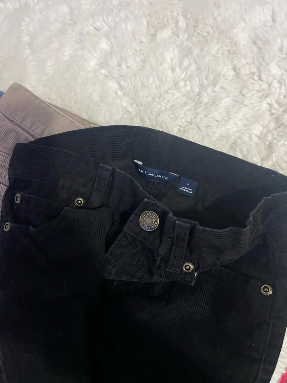 Janie and Jack Corduroy Pants Trio in Blue, Taupe, and Black - Picture 6 of 9